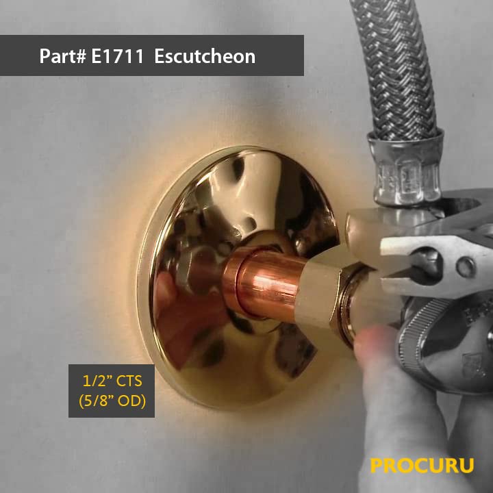 PROCURU 1/2Inch CTS (5/8" OD) E1711 Escutcheon Wall Pipe Cover, Chrome