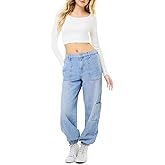 Forever 21 Womens Denim Utility Cargo Joggers