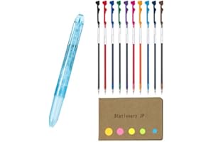 STATIONERY JP Pilot Hi-tec-c Coleto 5 Color Multi Pen Body Component, Dot Blue, Rubber grip, 0.3mm 10 Color Ink Refills, Sticky Notes Value Set