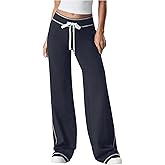 Floerns Women's Low Rise Straight Leg Pants Drawstring Jogging Athletic Track Pants