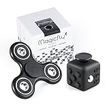 Magicfly Fidget Spinner and Fidget Cube : Stress Reducer Perfect For ADD, ADHD, Anxiety & Autism Adult (Black)