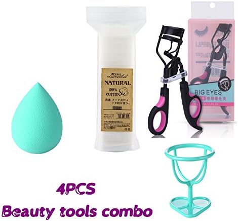 4PCS Makeup Tools Set 3D Dynamic Eyelash Curler Extension+cotton Pad+facial Puff+puff Holder Cosmetic Tools Set Combo