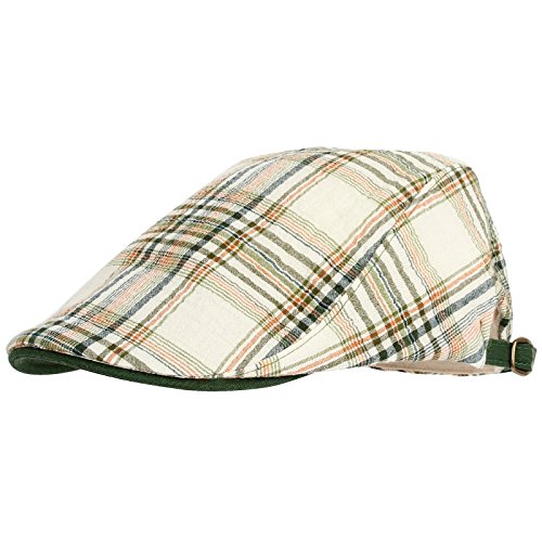 WITHMOONS Classical Plaid Check Pattern Newsboy Hat Flat Cap LD3075 (Green)