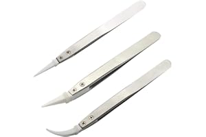 Ceramic Tweezers Set- Anti-static, Anti-corrosion,Anti-magnetic,Highly Heat Resistant(3 pack)
