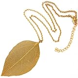 Leaf Necklace Bohemian Pure Natural Leaf Necklace Gold Plated Leaf Charm Pendant Long Chain Necklace