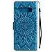 A-slim Galaxy Note 8 Wallet Case, (TM) Sun Pattern Embossed PU Leather Magnetic Flip Cover Card Holders & Hand Strap Wallet Purse Case for Samsung Galaxy Note 8 - Blue