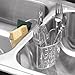 iDesign Plastic Kitchen Sink Saddle Protector Caddy, Flatware, Silverware, Utensils Organizer and Sponge Holder, 6