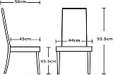 mcc direct Set of 2 Grey Lined Fabric Dining Chairs Solid Wood Legs Home view 2