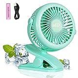 Mini Battery Operated Clip Fan,Sall Portable Fan Powered by Rechargeable Battery or USB Desk Personal Fan for Baby Stroller Car Gym Workout Camping (2018-green)