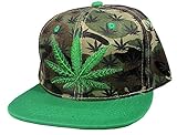 Marijuana Hemp Weed Cannabis Leaf Adjustable 3D Embroidered Printed Snap Cap