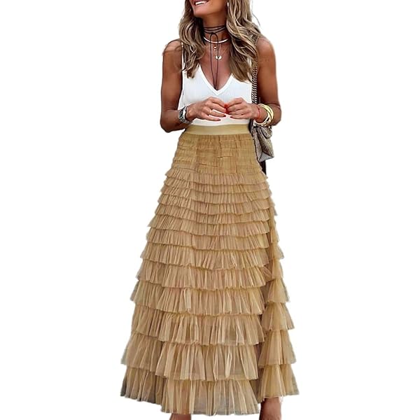 ハーリップトゥ　Round Tiered Long Skirt M Amazon.com: Women Tulle Long Skirt High Waist Layered Mesh
