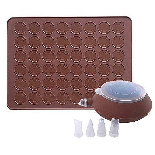 GARCENT Macaron Silicone Mat, Non-Stick Silicone Macaron Baking Mold Set, 48 Capacity Macaroon Kit with Cake Decorating Supplies