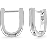 Boma Jewelry Sterling Silver U-Shaped Huggie Hoop Earrings