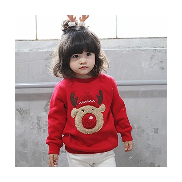 Mealeaf Toddler Infant Baby Girls Boys T Shirt Christmas Deer Print Sweatshirt Blouse Tops Clothes Set 0-5t Red - Image 7
