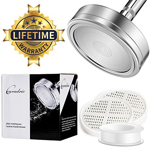 Filtered Shower Head, Couradric 5 Inch Shower Head Water Filter with Removes Chlorine, Hard Water Softener, Improve Dry Hair and Reduces Itchy Skin, All Metal Shower Head