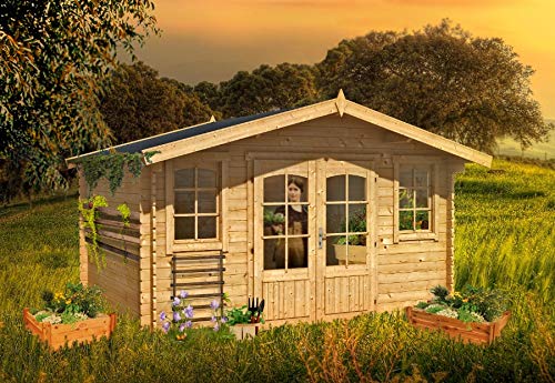 Alpholz Gartenhaus Mirko-28 aus Massiv-Holz | Gartenhaus mit 28 mm Wandstärke | Garten Holzhaus inklusive… – Bild 7