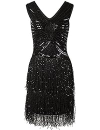 Vijiv 1920s estilo inspirado Charleston lentejuelas capa borla cóctel vestido de flecos
