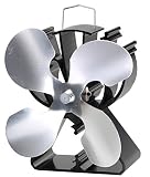 VODA 4-Blade Heat Powered Stove Fan for Wood/Log Burner/Fireplace Increases 80% More Warm air Than 2 Blade Fan- Eco Friendly