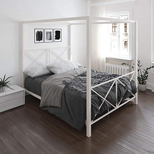 DHP Rosedale Metal Canopy Bed Frame With Four Poster Design And