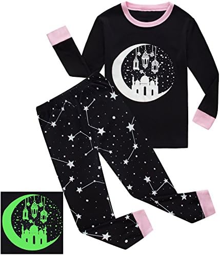 Dolphingirls Girls Pajamas Castle Glow-In-The-Dark Kids PJS 100% Cotton Toddler Sleepwear Size 4T