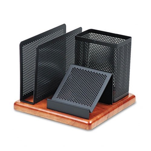 Rolodex Distinctions Desk Organizer, Metal/Wood, 5-7/8