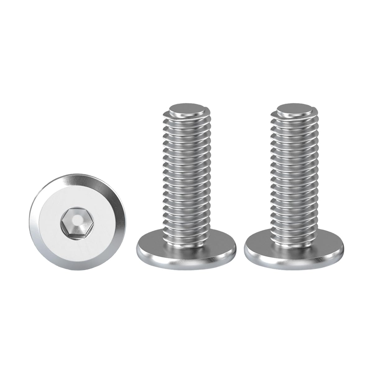 Drenky M5 Furniture Bolts, Flat Head Screw 16mm Hex Bolt 304 Stainless Steel Bolts Fully Thread Machine Screws 20 Pack Joint Connector