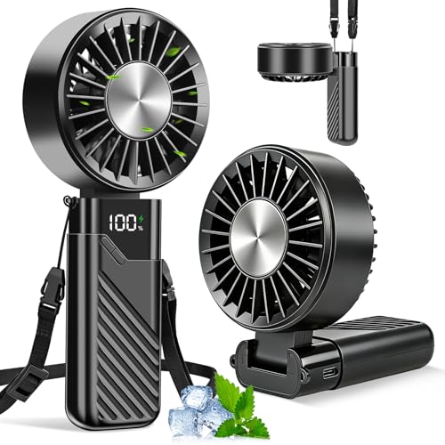 Portable Fan, Mini Silent Handheld Fan Powerful Rechargeable Battery Operated 3 in 1 5 Speed Small Fan USB Table Fan for Travel, Office, Camping