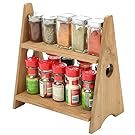 2 Tier Decorative Multipurpose Desktop Wood Display Shelves, Countertop Spice Rack