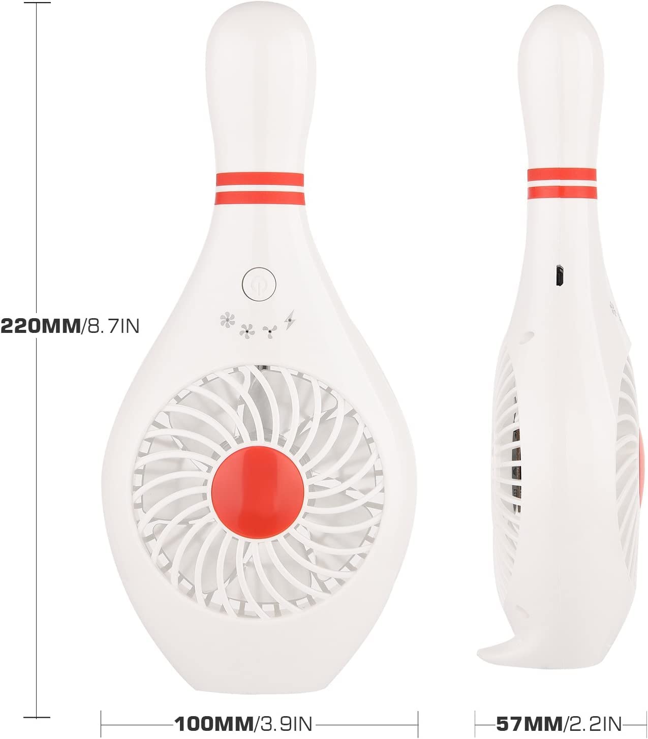 Handheld Portable Fan Bowling Pin Fan Mini Small Personal USB Fan for Home Office Sports Travel Bodybuilding and face fan for makeup Festival Holiday Gift
