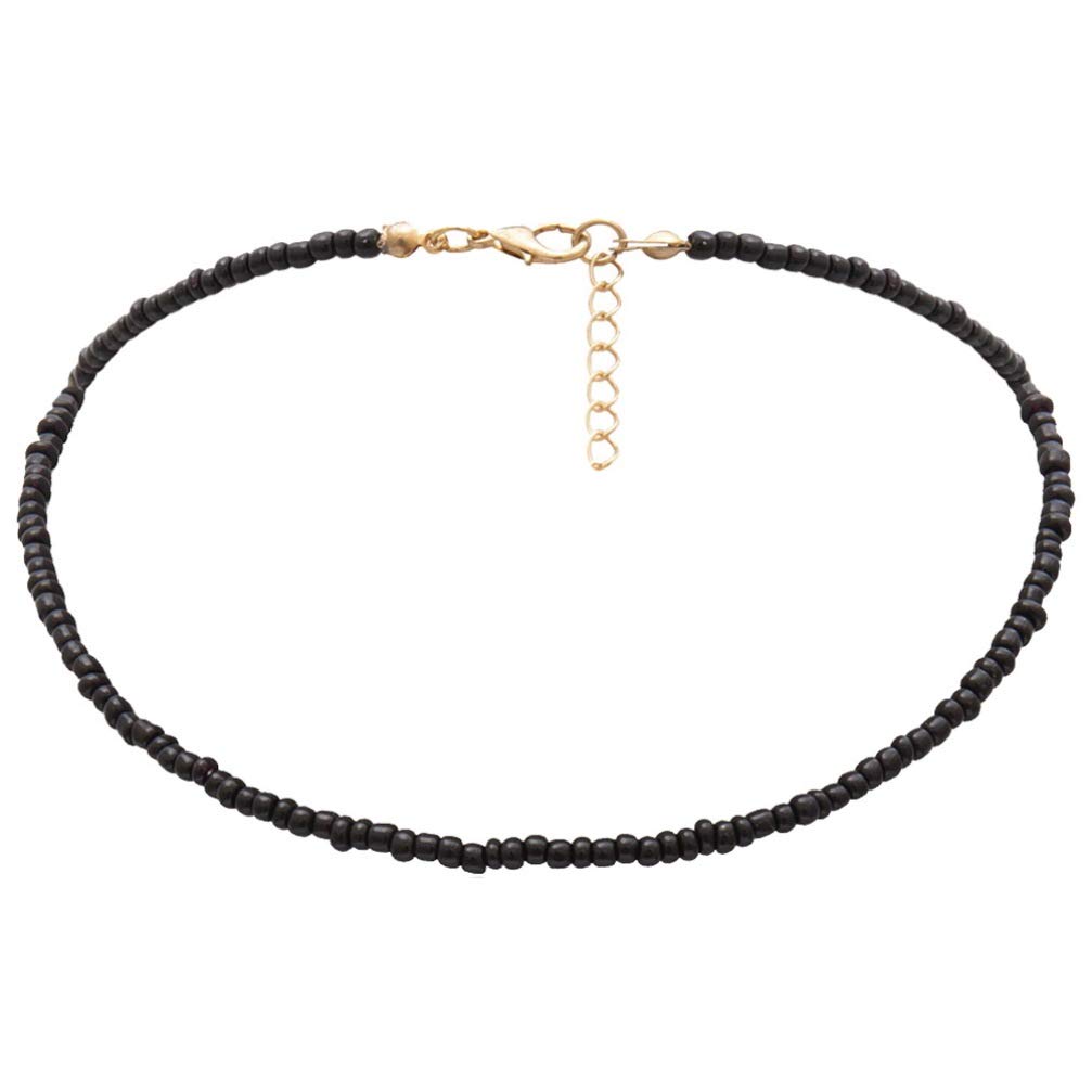 Holibanna Boho Choker Necklace Chain Bead Necklace Tiny Beaded Choker Jewelry for Women and Girls (Black)