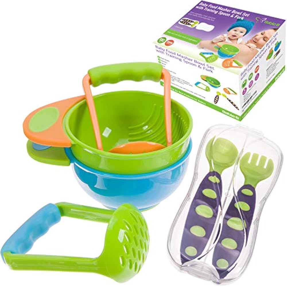 Mash & Serve Baby Bowl Set To Make Food With Toddler Training Spoon And