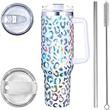 40 Oz Leopard Tumbler with Handle and Straw