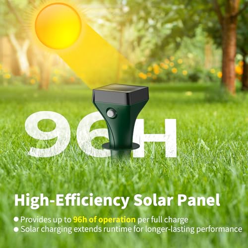 Mole Repeller Pack of 4, Solar Mole Repellent with Ultrasonic & AI Changing Frequency, Effective Vole Repellent Against Moles and Voles, IP65 Waterproof for Garden and Outdoor Use