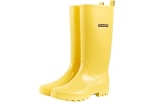 planone Tall rain Boots for Women and Waterproof Garden Shoes，Anti-Slipping Rainboots for Ladies with Comfortable Insoles，Stylish Light rain Shoes and Outdoor Work Shoes