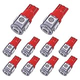 YITAMOTOR 10 PCS T10 Wedge 5-SMD 5050 Red LED Light Bulbs W5W 2825 158 192 168 194 12V DC