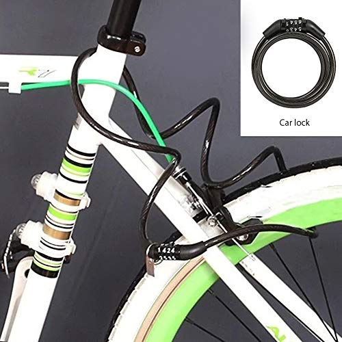 4 Digit Combination Passwords Bike Lock Cable, Bosiwee Heavy Duty 4 Feet Combination Codes Bicycle Cable Lock(Black)