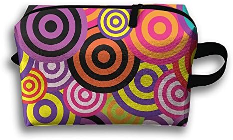 Colorful Retro Circles Lollipop Travel Bag Toiletries Bag Phone Coin Purse Cosmetic Pouch Pencil Case Tote Multifunction Organizer Storage Bag