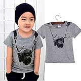 Ecosin Summer Children Boy Kids Camera Short Sleeve Tops O Neck T Shirt Tees