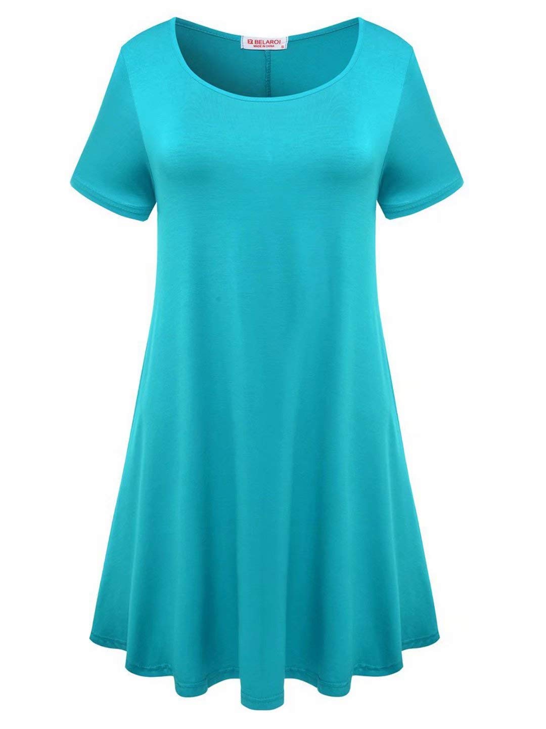 BELAROI Women's Plus Size Cold Shoulder Dress – Grayish Pink, T-Shirt Swing Style, Casual Summer Sundress