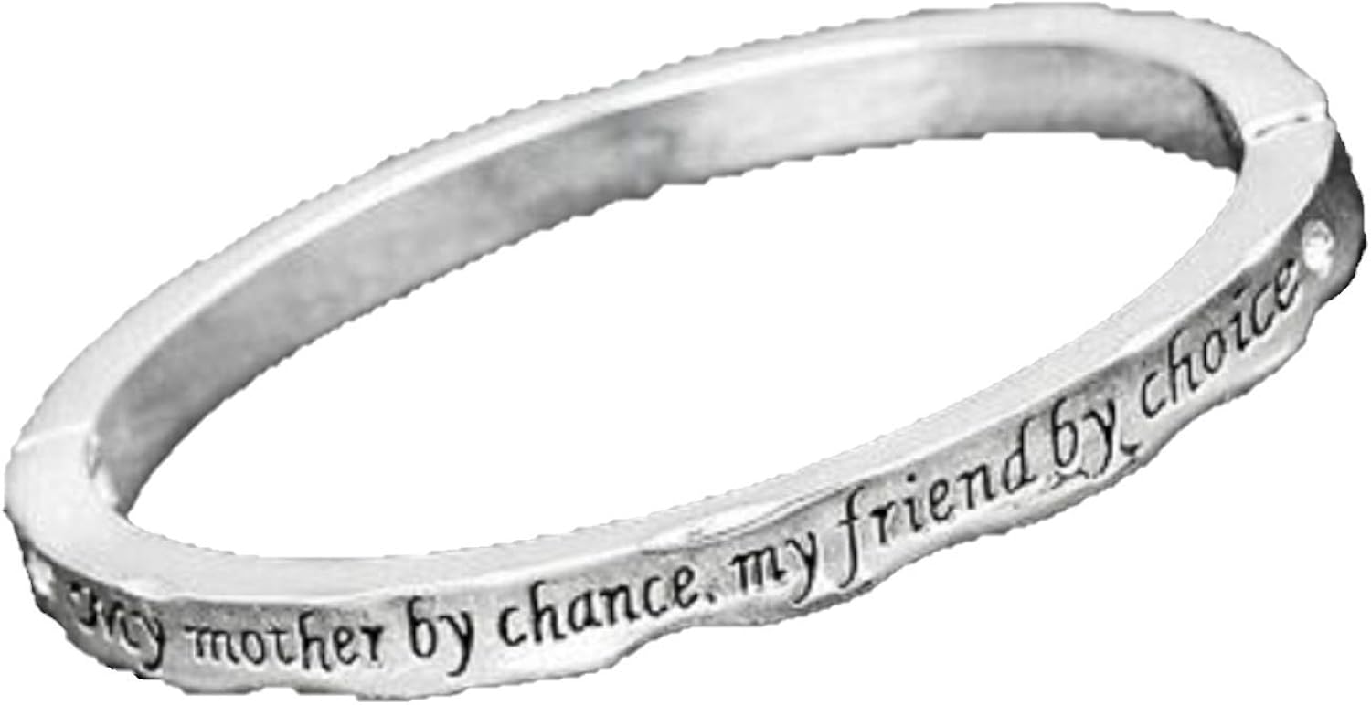 equilibrium Silver Plated Bangle My Mother by Chance, My Friend by Choice”