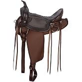 Schneiders Leather-Cordura Western Trail Saddle II | Lightweight Comfort | Easy-Care Synthetic Skirt | Tooled Leather Pommel | Padded Seat