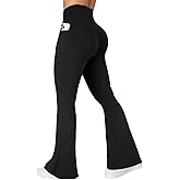 COPYLEAF Flare Leggings with Pockets for Women Seamless Crossover Yoga Pants with Tummy Control Bootcut Work Pants Trendy