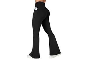 COPYLEAF Flare Leggings with Pockets for Women Seamless Crossover Yoga Pants with Tummy Control Bootcut Work Pants Trendy