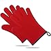 BOGZON Silicone Microwave Oven Gloves With Cotton Lining, Heat-Resistant Oven Mitts, Great for Cooking, Baking & Barbecue, 1 Pair (Set of 2), Red Color
