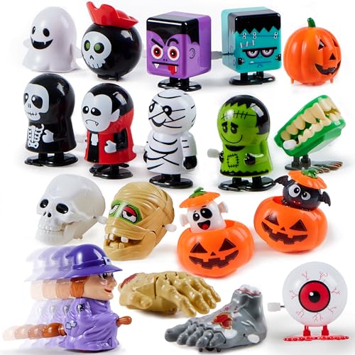 JOYIN 18 PCS Halloween Wind Up Toys for Kids Gift, Trick or Treats Windup Toys Bulk for Halloween Goodie Bag Fillers, Halloween Party Favors Decorations, Classroom Prizes Fidget Toys