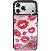 CASETiFY Mirror iPhone 17 Pro Max Case [Reflective/Compatible with Magsafe / 4.9 ft. 1X Military Grade Drop Protection] - Lipstick Kisses - Silver On Black