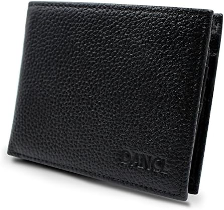 Slim Leather Wallet for Men – Lichee Pattern Bifold Zippered Wallet 8 Card Slots, Durable wallet 2 bill holders, Travel Wallet 2 Quick Access ID Windows, Minimalist Leather Wallet (black)