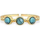 Watforsh 14K Gold Plated Thin Turquoise Boho Knuckle Western Ring Simple Adjustable Fashion Country Open Band Vintage Rings for Women