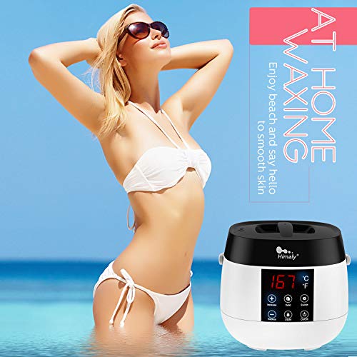 Waxing Kit Wax Warmer Wax Machine, himaly Portable Waxing Pot Brazilian Bikini Wax Kit Painless Wax Hair Removal Kit with Digital LCD Display, 4 Scents Hard Wax Beans+20 Applicator Sticks