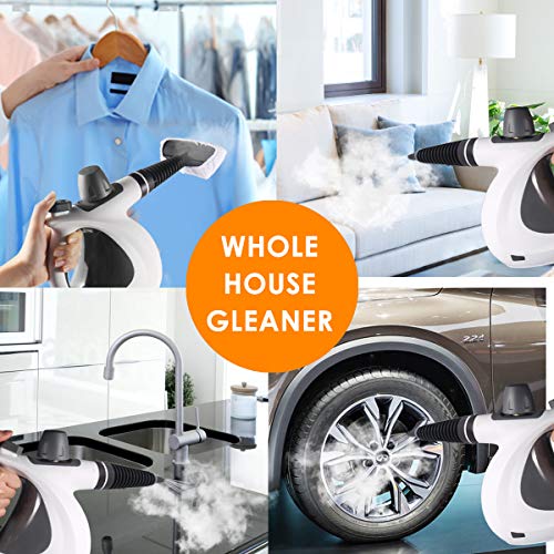 Cakie Upda Handheld Pressurized Cleaner with 9-Piece Accessory Set Purpose and Multi-Surface All Natural, Chemical-Free Steam Cleaning for Home, Auto, Patio, More(New Update), 2019-new